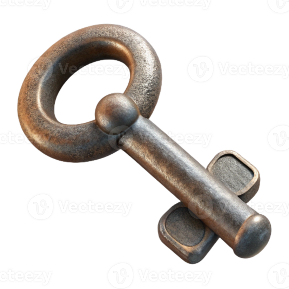 elegant abstract Hand Forged Iron Key Vintage Style Element authentic png