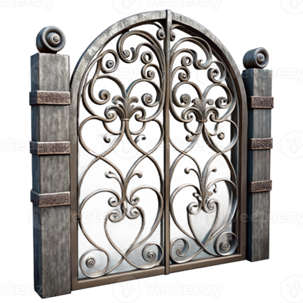 serene abstract Hand Forged Iron Gate Decorative Design Cutout detailed png