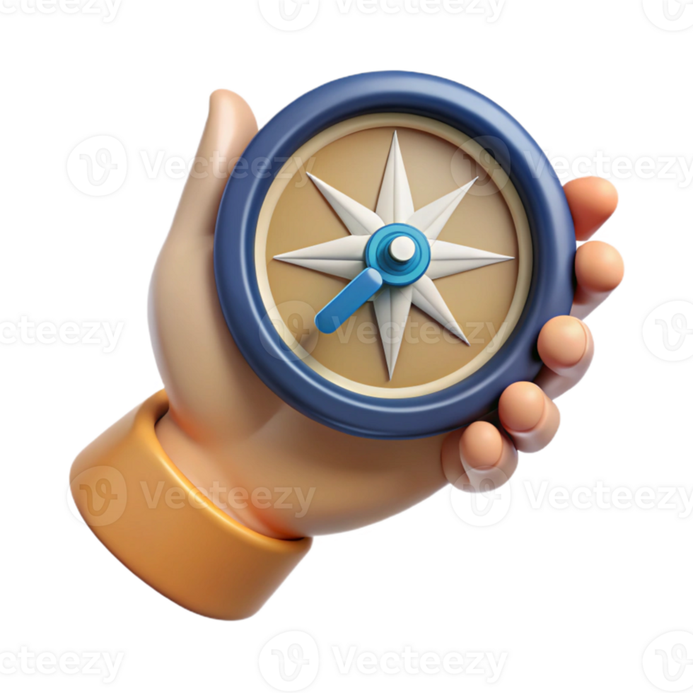 vibrant creative Hand Holding a Compass Navigation Symbol Cutout 4K png