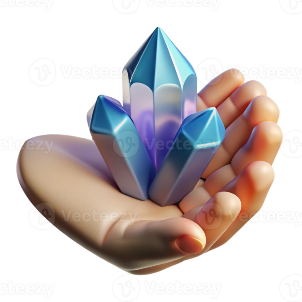 impressive traditional Hand Holding a Crystal with Bright Lighting Transparent Background high quality png
