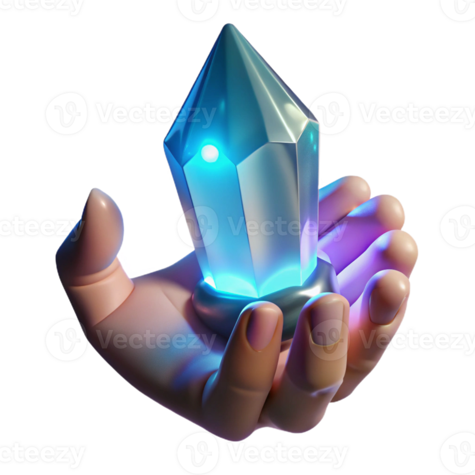 dramatic abstract Hand Holding a Crystal with Bright Lighting Transparent Background professional png