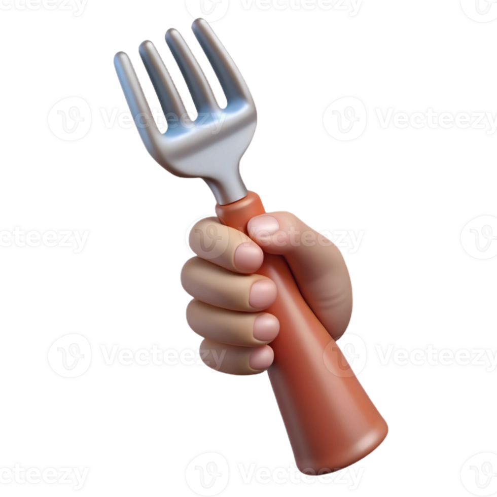 wonderful creative Hand Holding a Fork Isolated detailed png
