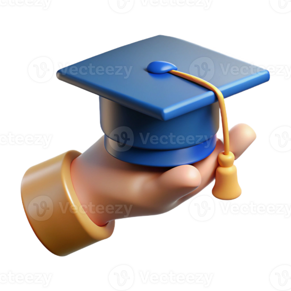 vibrant minimalist Hand Holding a Graduation Cap Cutout exclusive png