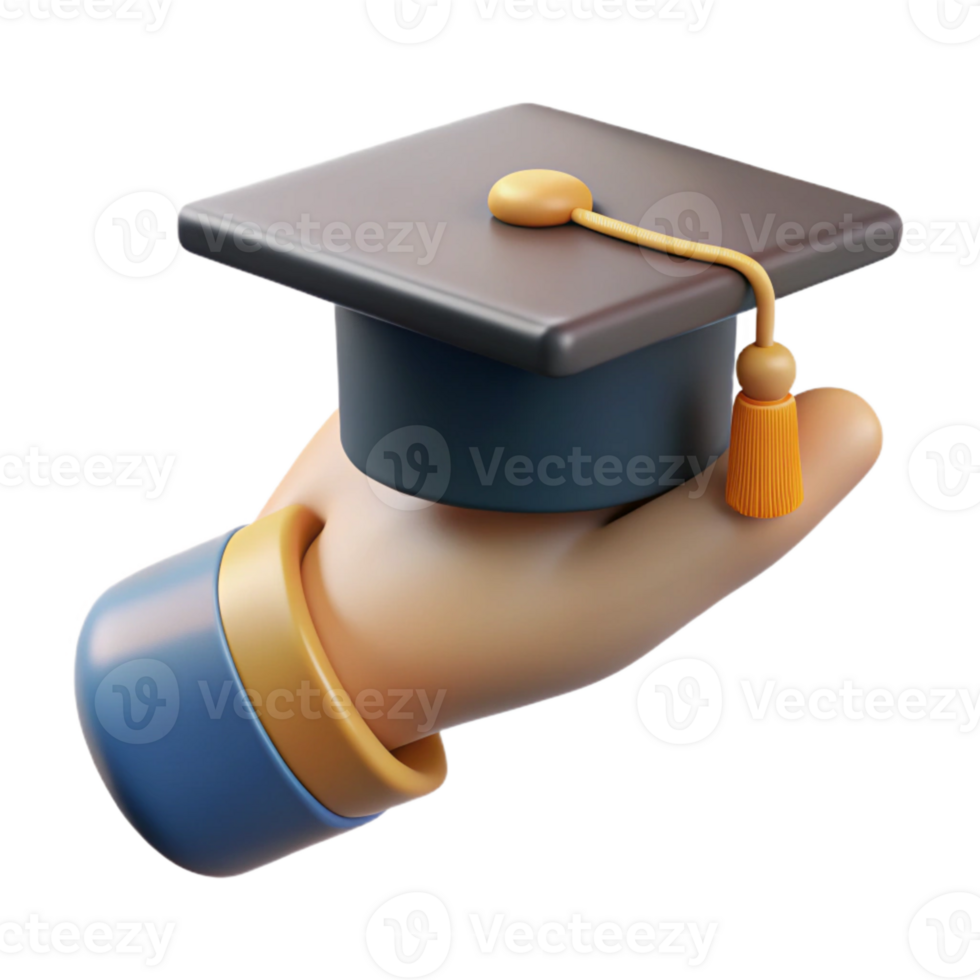 dramatic vintage Hand Holding a Graduation Cap Cutout exclusive png