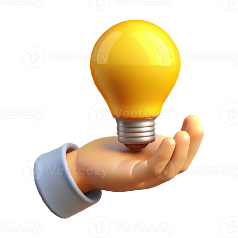 elegant abstract Hand Holding a Lightbulb Idea Generation Concept Yellow Glow Isolated genuine png