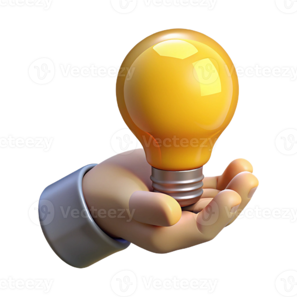 wonderful vintage Hand Holding a Lightbulb Idea Generation Concept Yellow Glow Isolated original png