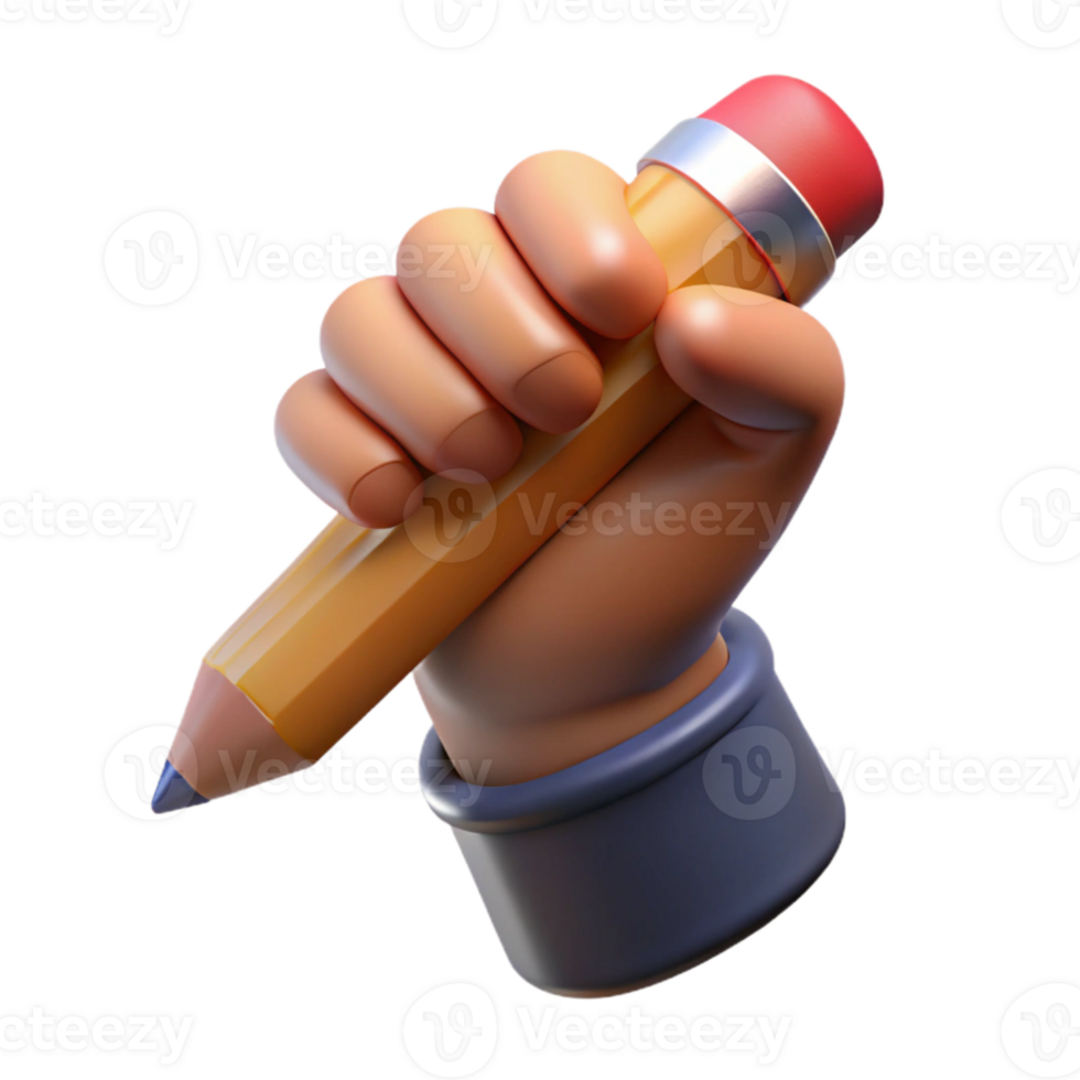 dramatic abstract Hand Holding a Pencil Side View Transparent Background genuine png