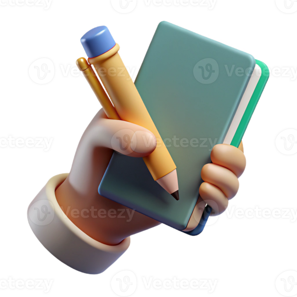 vibrant classic Hand Holding a Pencil Side View Transparent Background detailed png