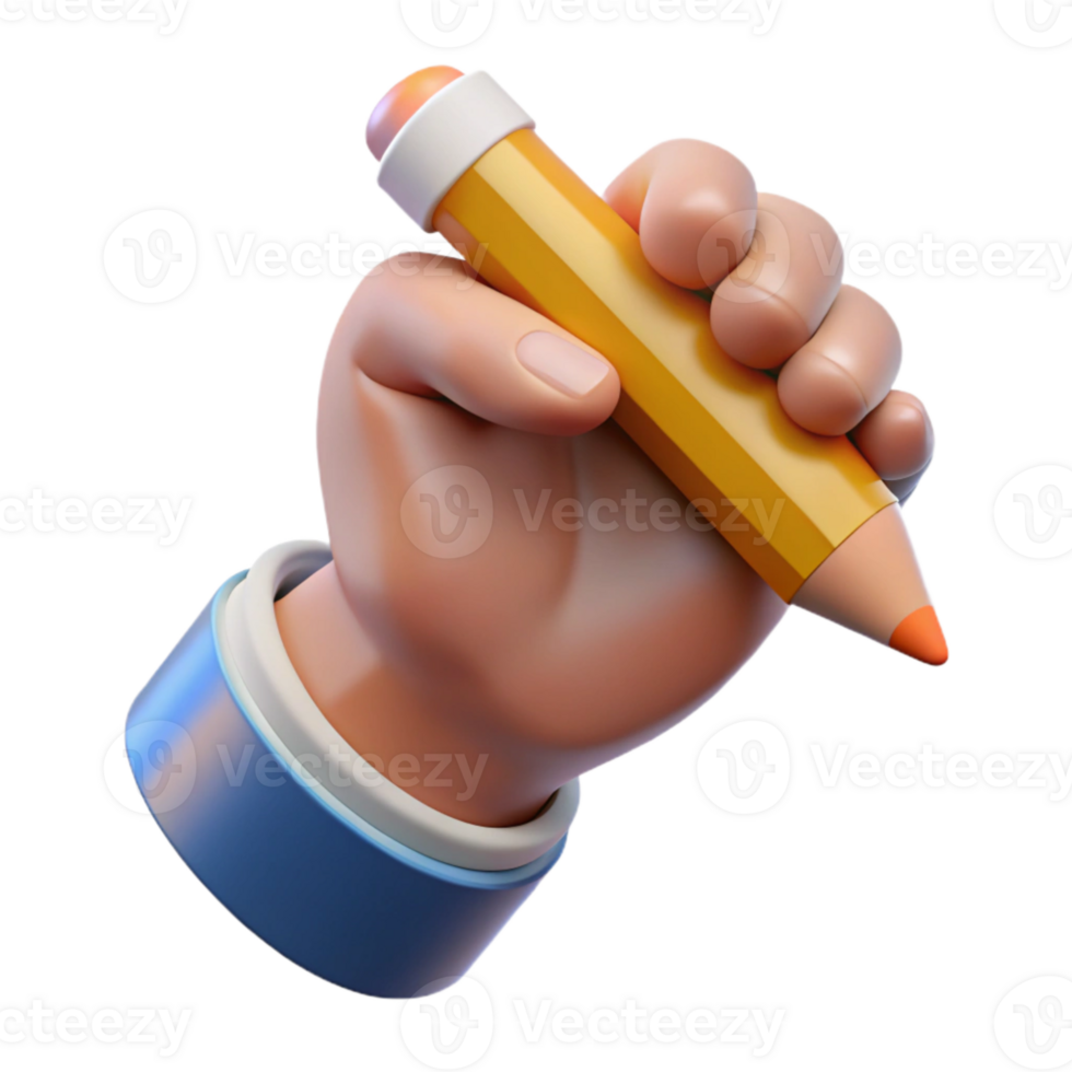 stunning modern Hand Holding a Pencil Side View Transparent Background authentic png