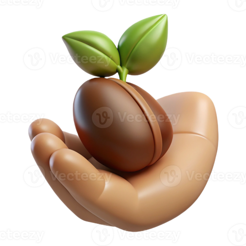 wonderful contemporary Hand Holding a Seed Growth Potential Concept Brown Seed Isolated detailed png
