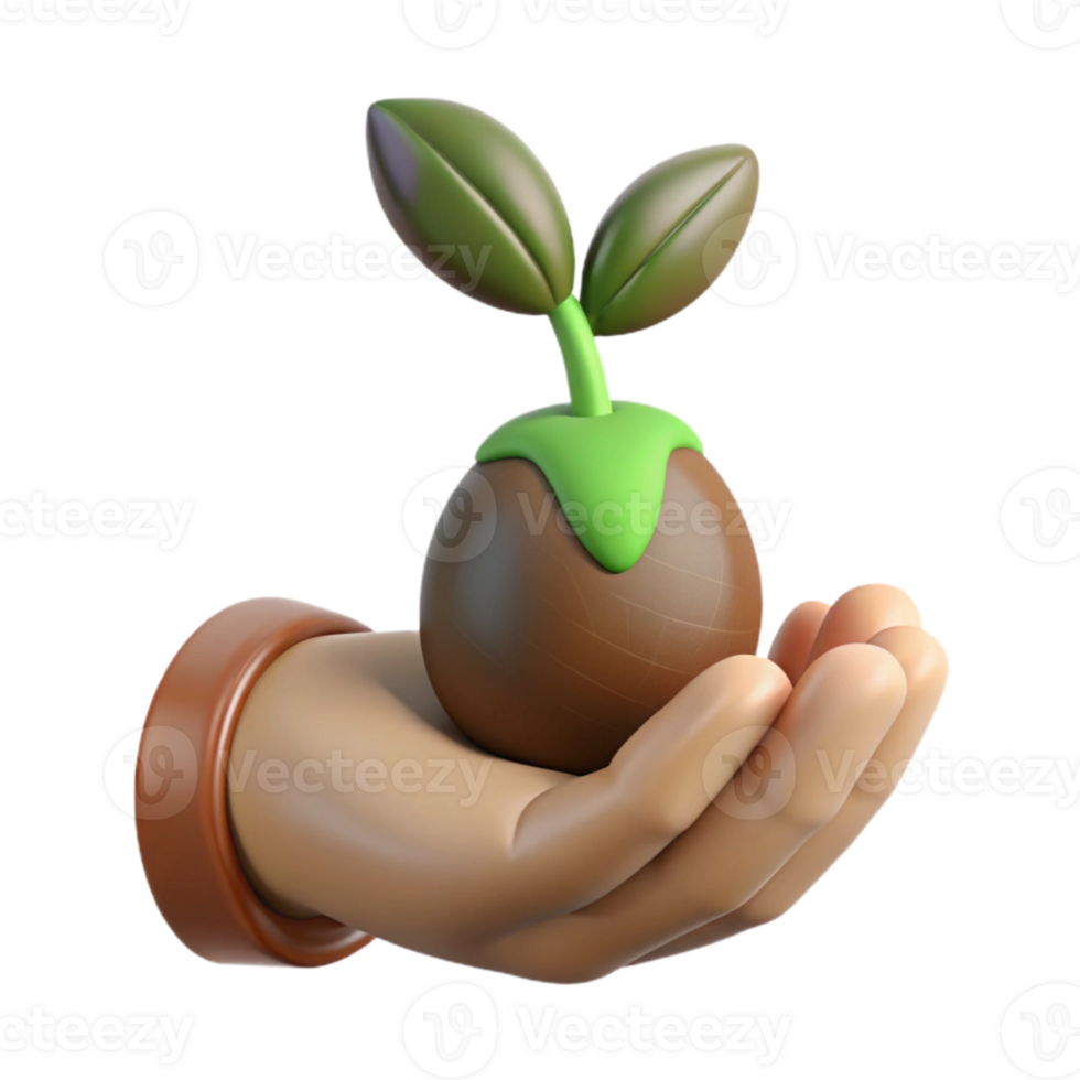serene rustic Hand Holding a Seed Growth Potential Concept Brown Seed Isolated premium png