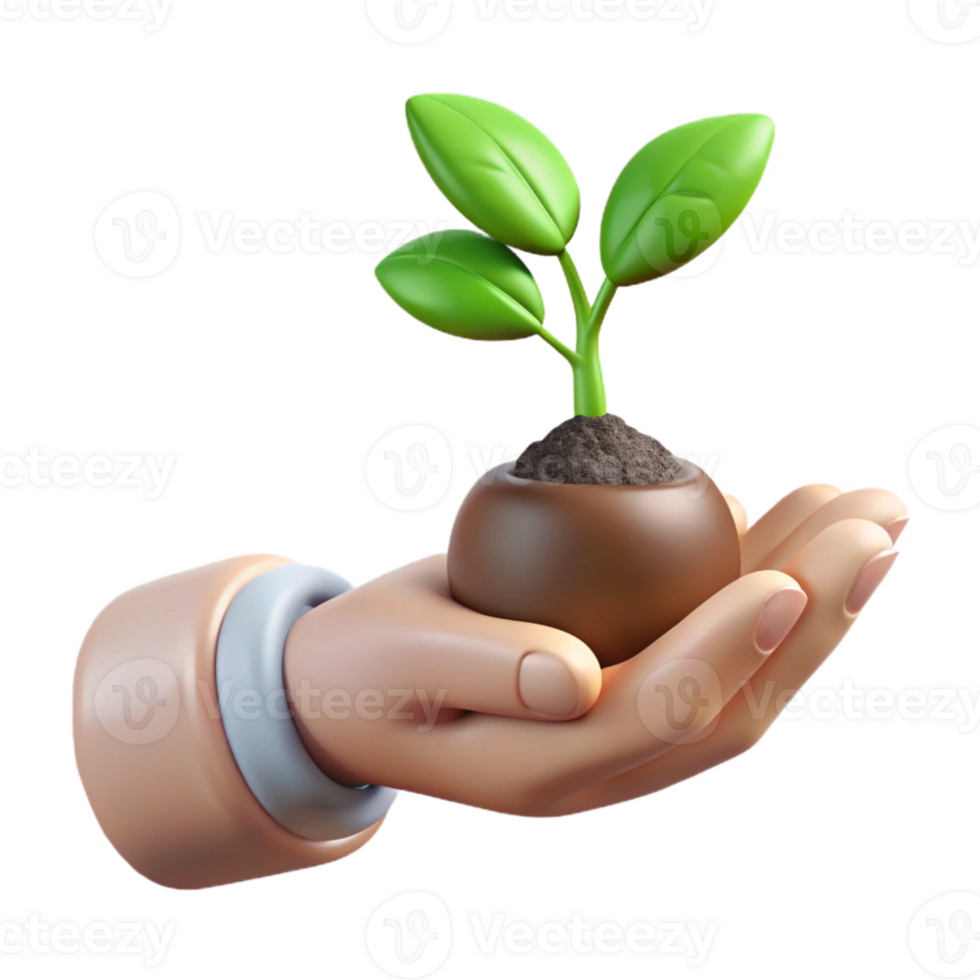 elegant classic Hand Holding a Seedling Transparent Background detailed png