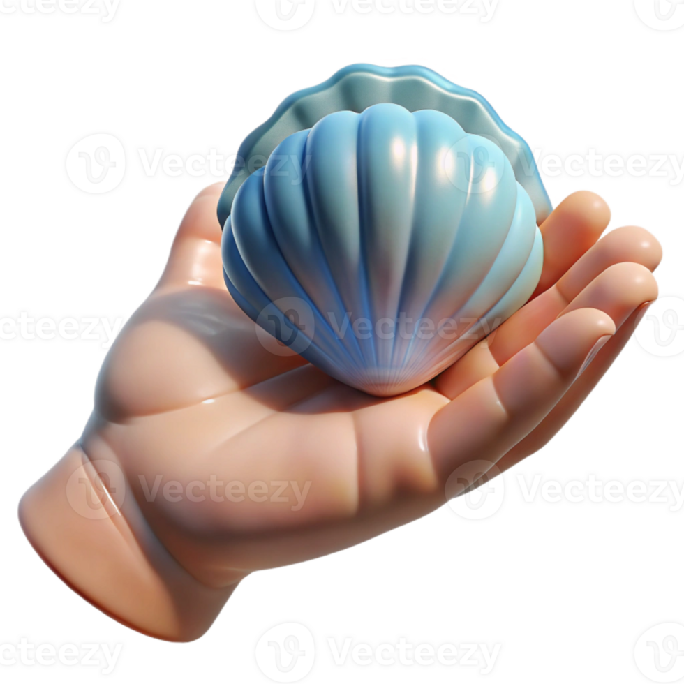 wonderful creative Hand Holding a Seashell with Ocean Sounds Transparent Background detailed png