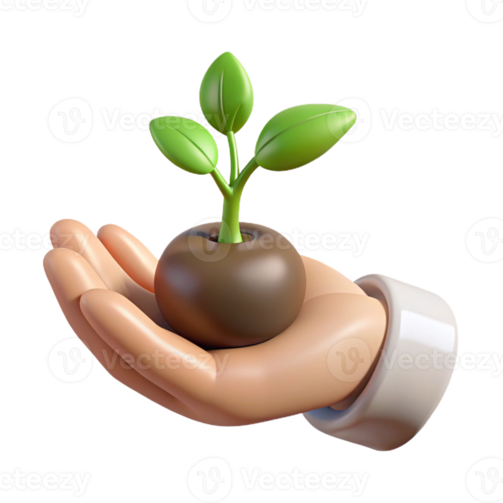 impressive abstract Hand Holding a Seedling Transparent Background detailed png
