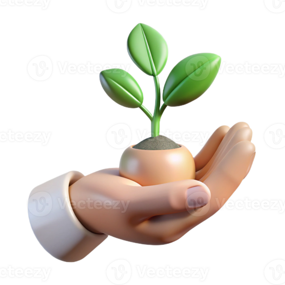 magnificent classic Hand Holding a Small Plant with Gentle Sunlight Transparent Background professional png