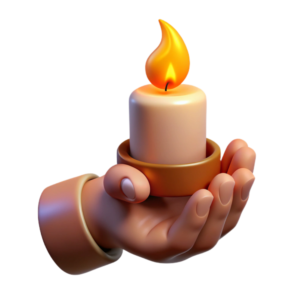 wonderful artistic Hand Holding Burning Candle Warm Glow Isolated Element high resolution png