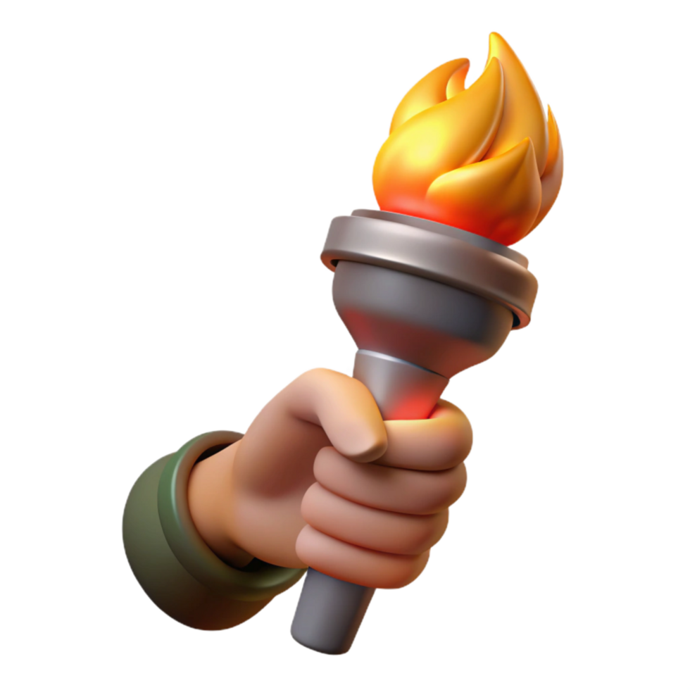 dramatic classic Hand Holding Burning Torch Isolated authentic png