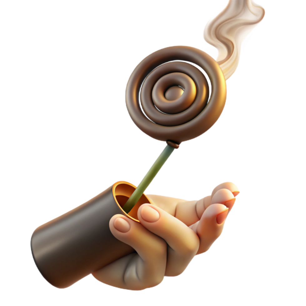 dramatic abstract Hand Holding Burning Incense Stick Smoke Trail Isolated genuine png