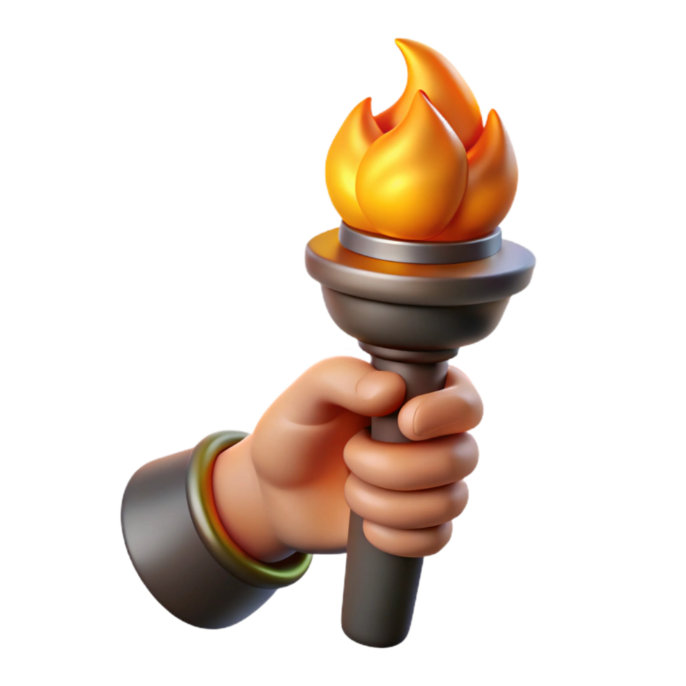 impressive rustic Hand Holding Burning Torch Isolated detailed png