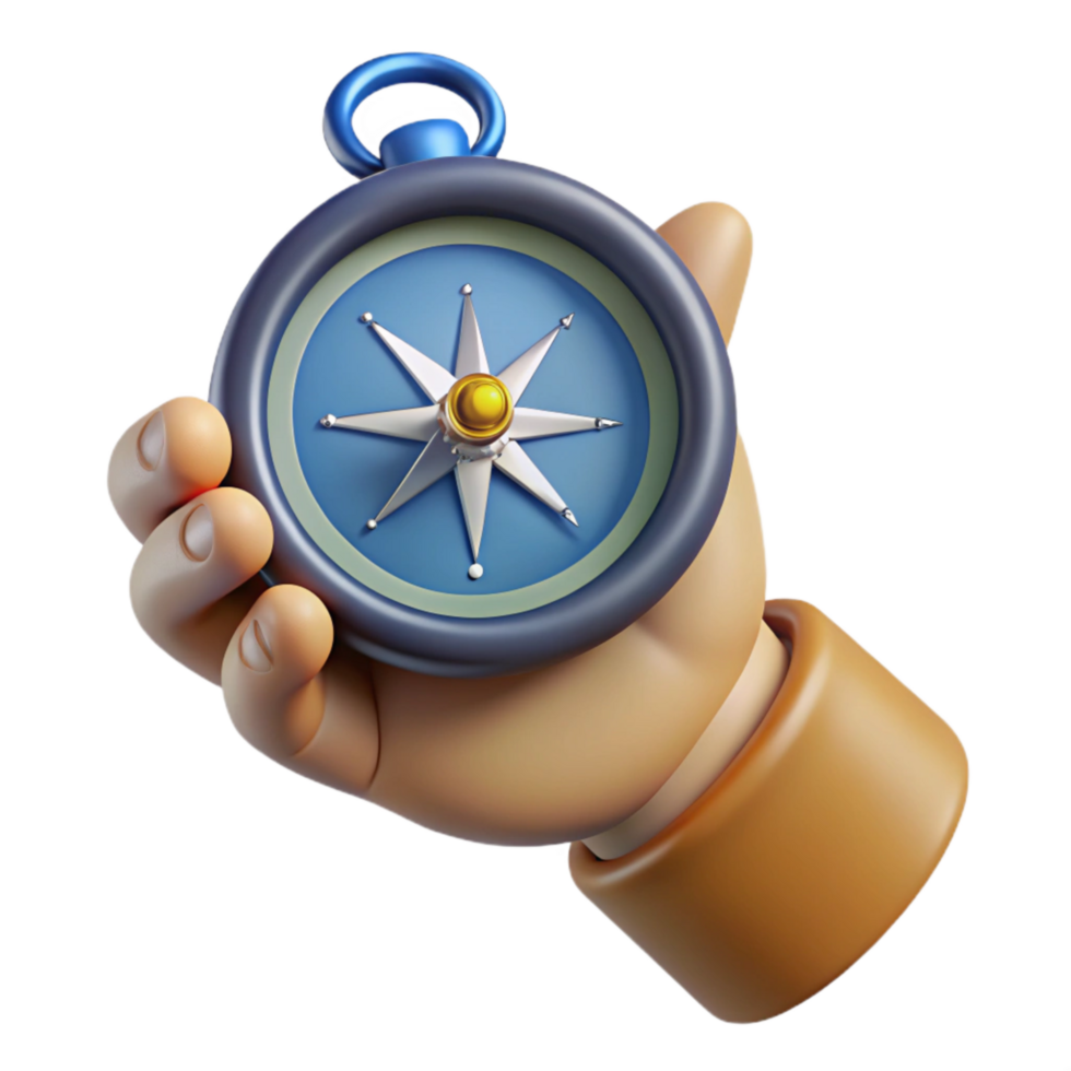 dramatic minimalist Hand Holding Compass Cutout Close Up View high resolution png