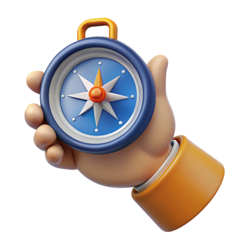 magnificent artistic Hand Holding Compass with North Arrow Isolated genuine png