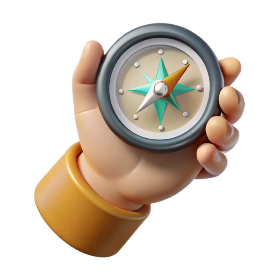 stunning rustic Hand Holding Compass with North Arrow Isolated exclusive png