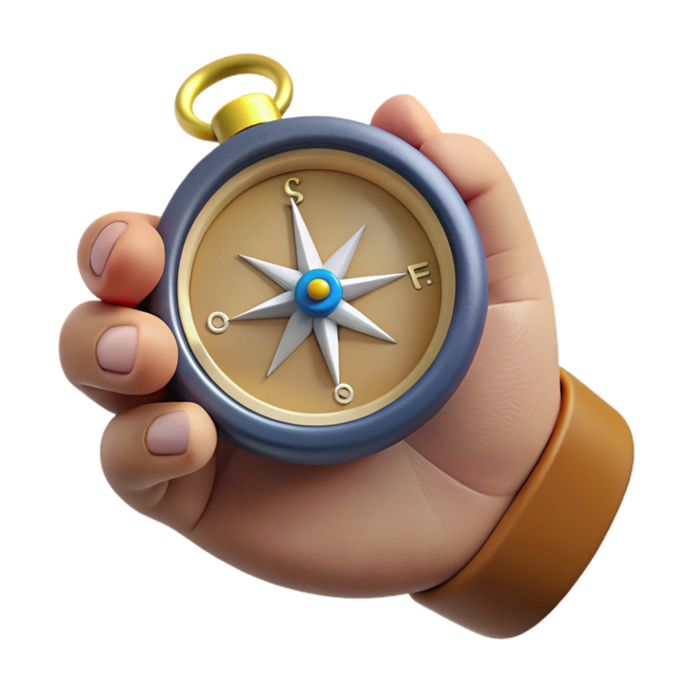 impressive minimalist Hand Holding Compass Cutout Close Up View exclusive png