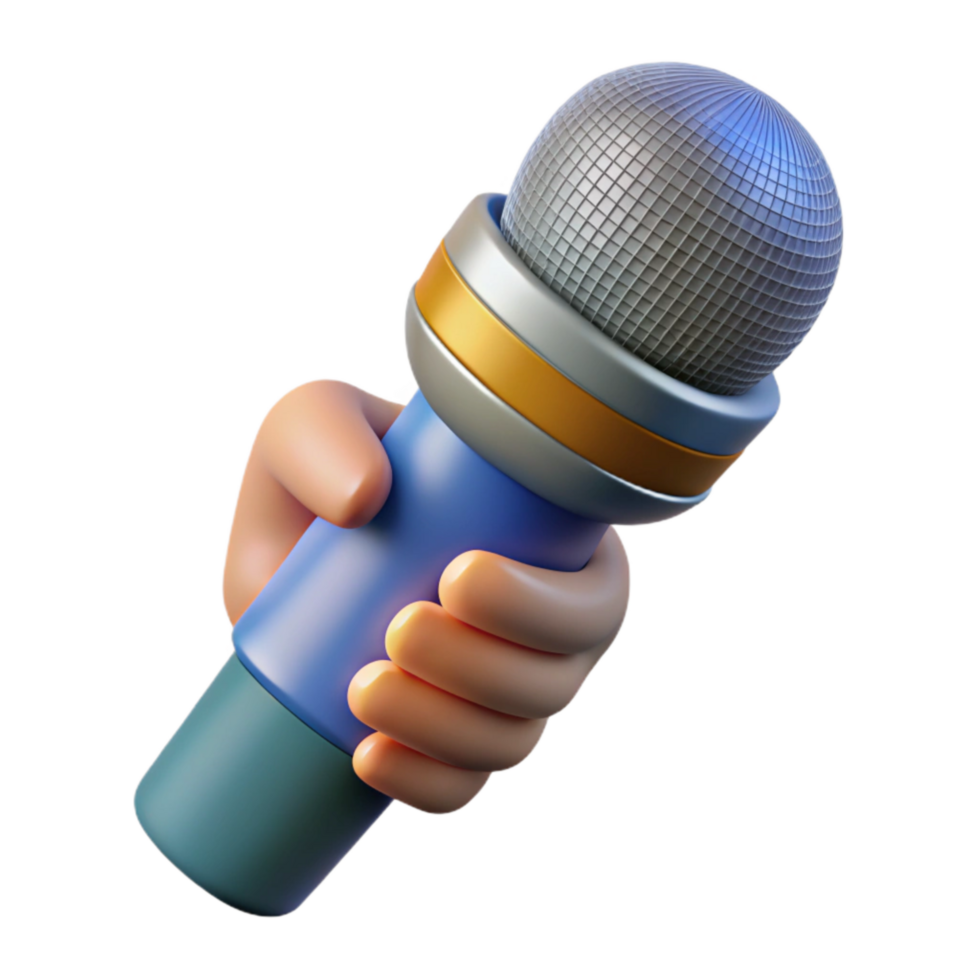 stunning abstract Hand Holding Microphone Icon Transparent Background 4K png