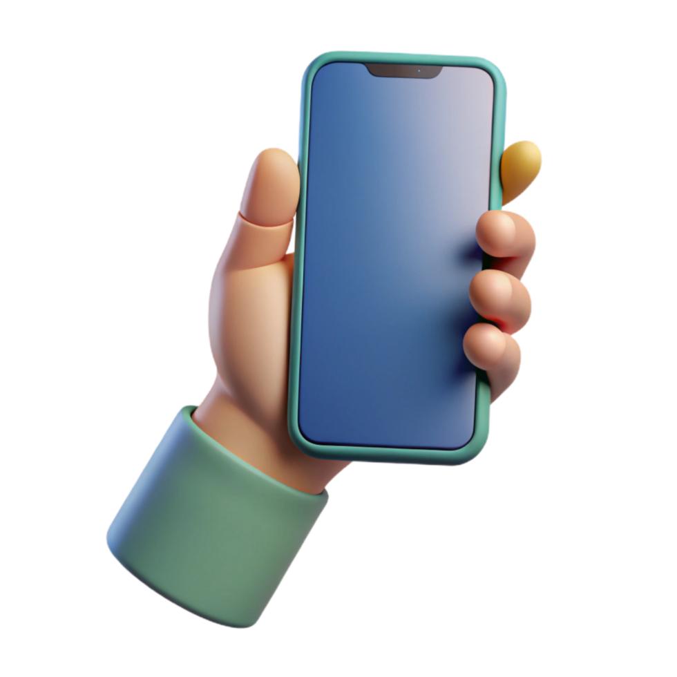 impressive vintage Hand Holding Smartphone Front View Isolated premium png