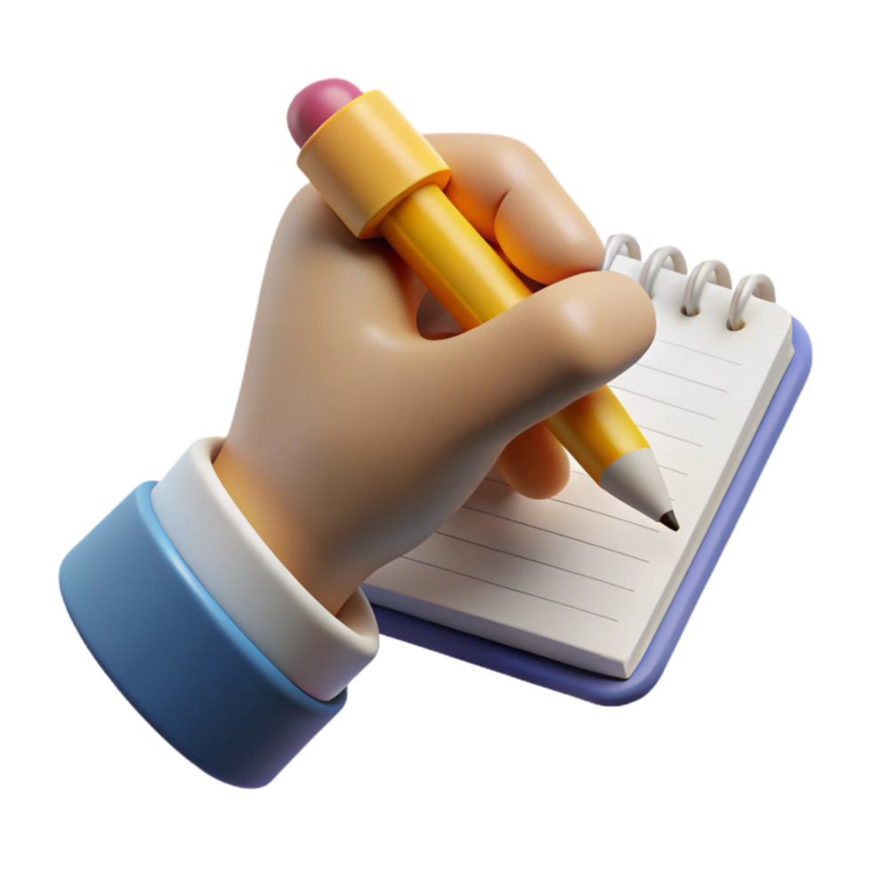 wonderful minimalist Hand Holding Pencil Writing on Notebook Isolated professional png