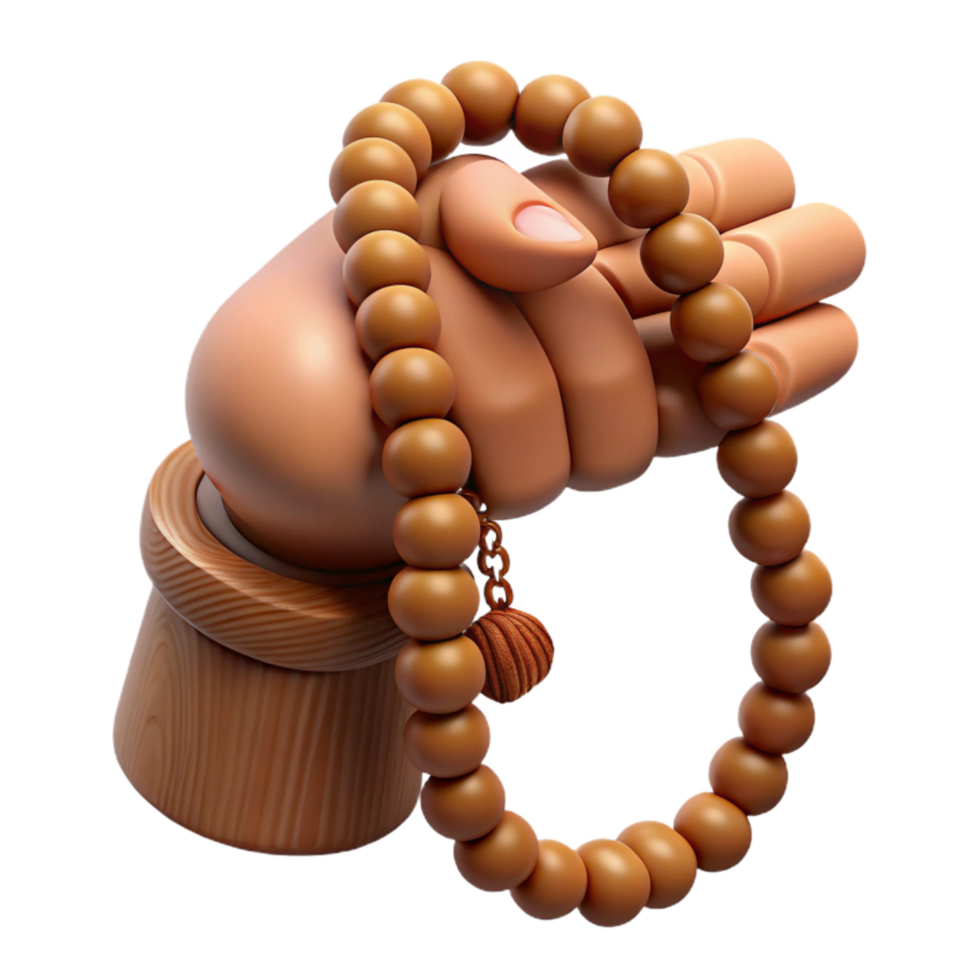 vibrant contemporary Hand Holding Prayer Beads Wooden Texture Cutout original png