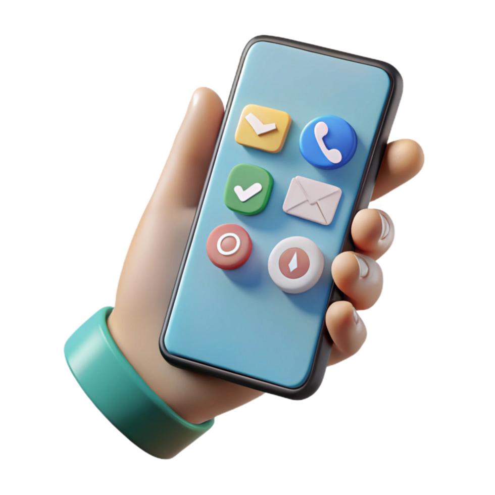 vibrant rustic Hand Holding Smartphone with Website Design Mockup Isolated professional png