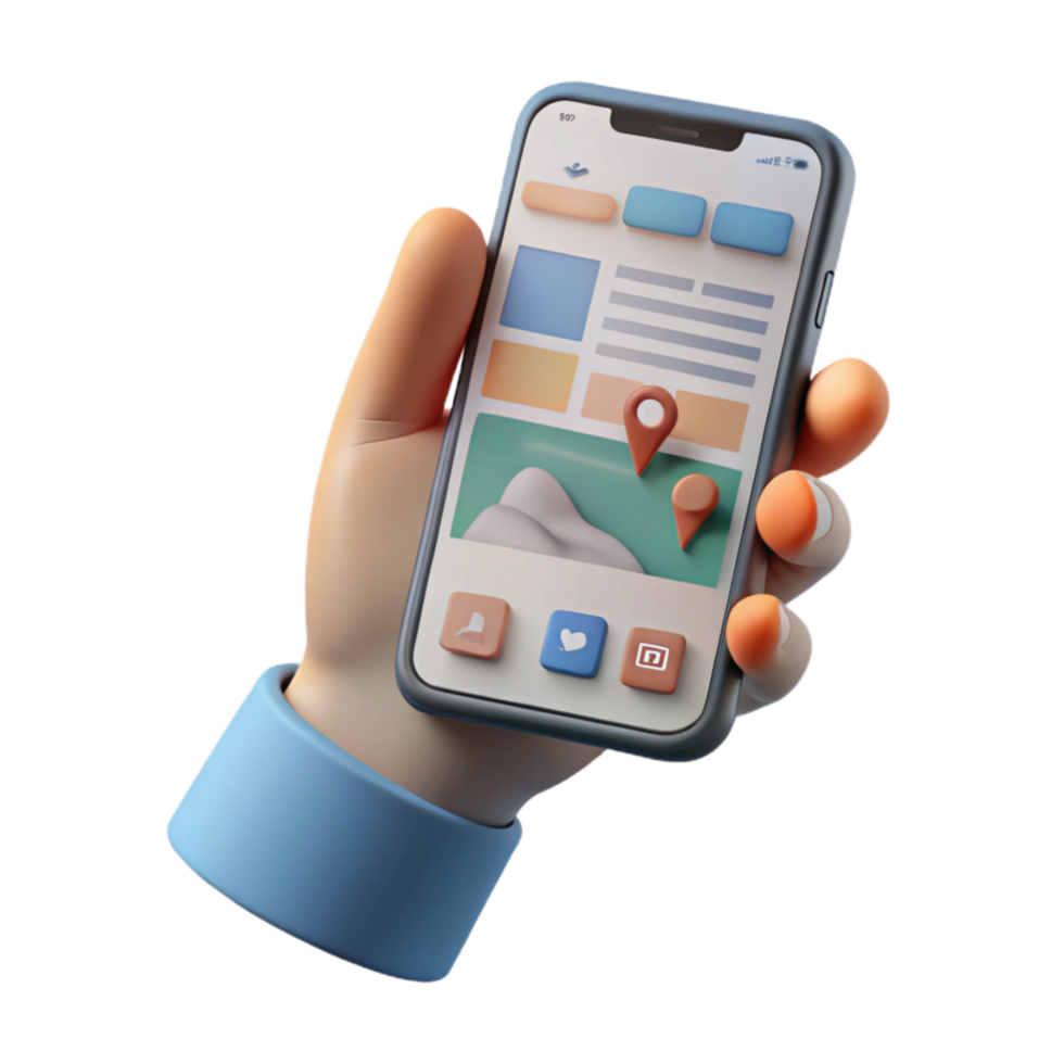 stunning creative Hand Holding Smartphone with Website Design Mockup Isolated authentic png
