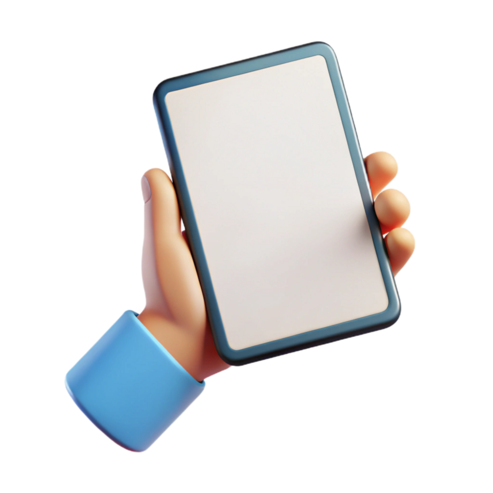 beautiful vintage Hand Holding Tablet with Online Course App Transparent Background authentic png