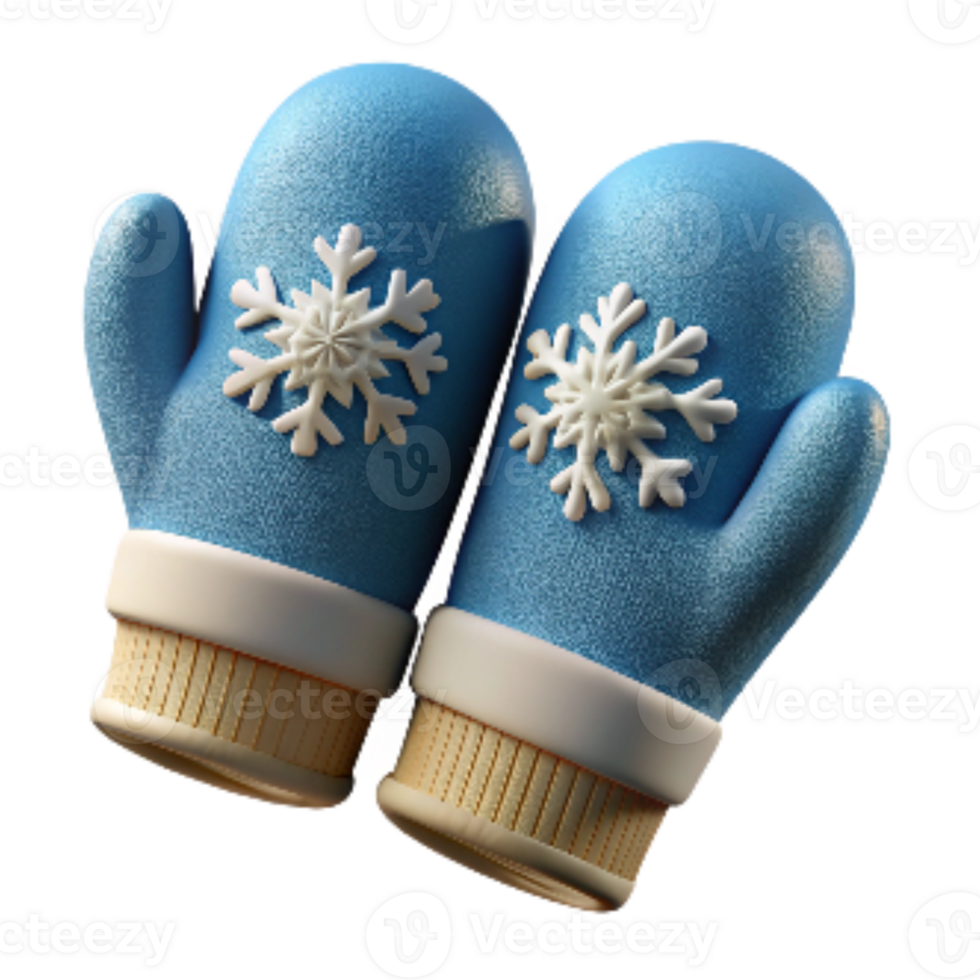 impressive rustic Hand Knitted Mittens with Snowflake Pattern Transparent Background professional png