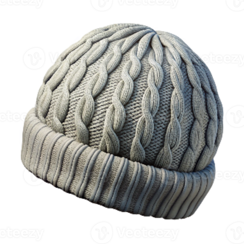 stunning classic Hand Knitted Beanie with Cable Pattern Transparent Background genuine png