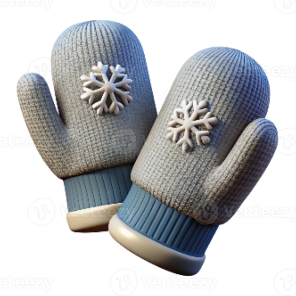impressive vintage Hand Knitted Mittens with Snowflake Pattern Transparent Background exclusive png