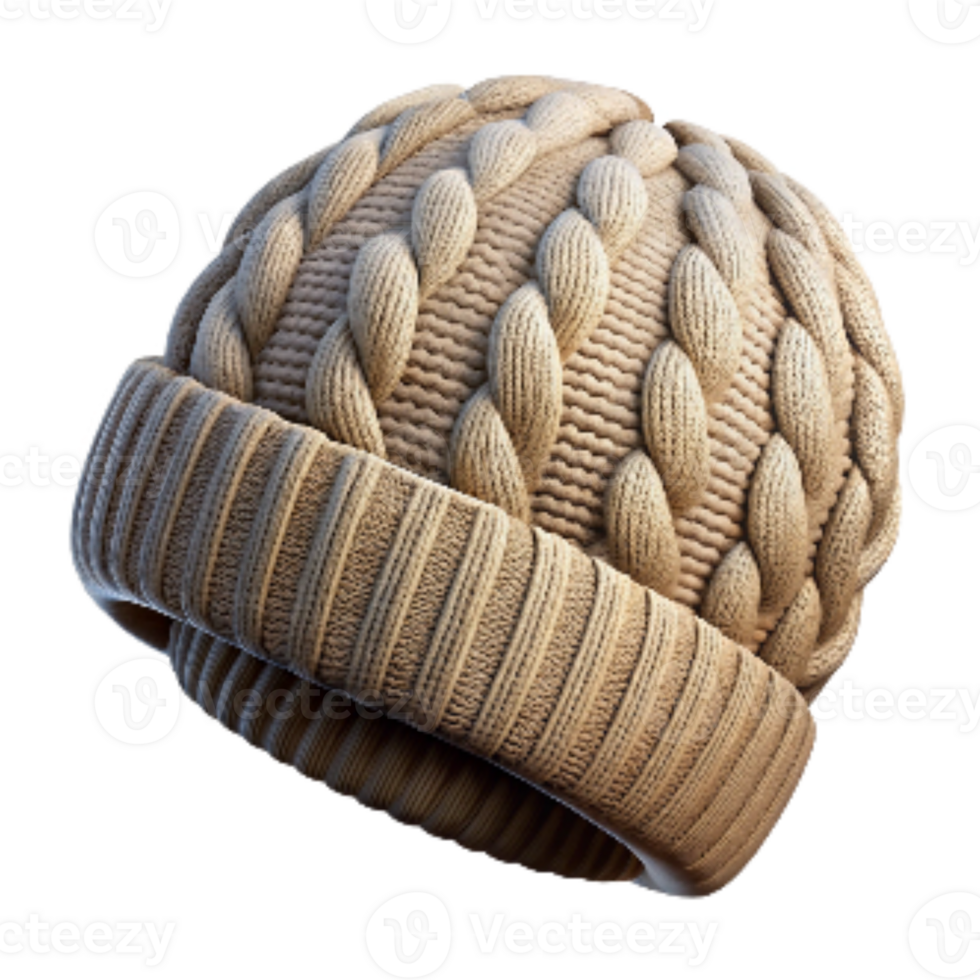 vibrant minimalist Hand Knitted Beanie with Cable Pattern Transparent Background professional png