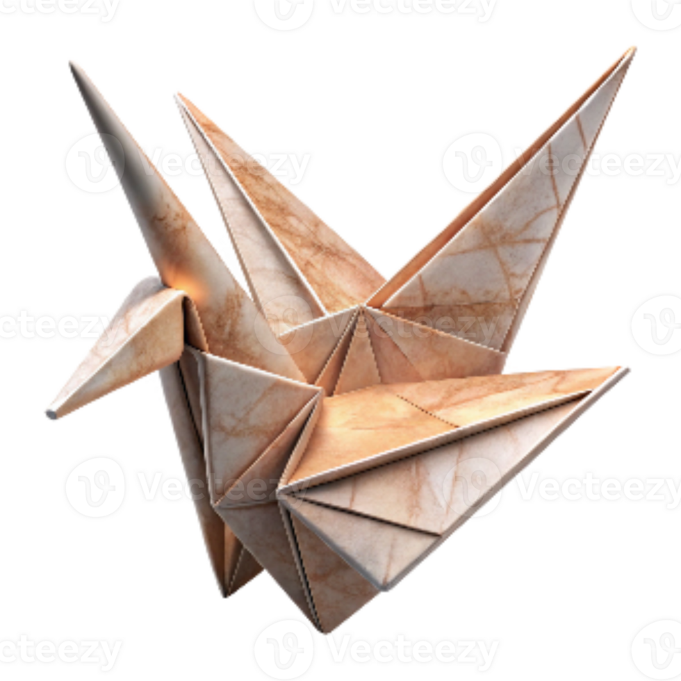 extraordinary creative Handmade Paper Crane with Folded Wings Transparent Background high quality png