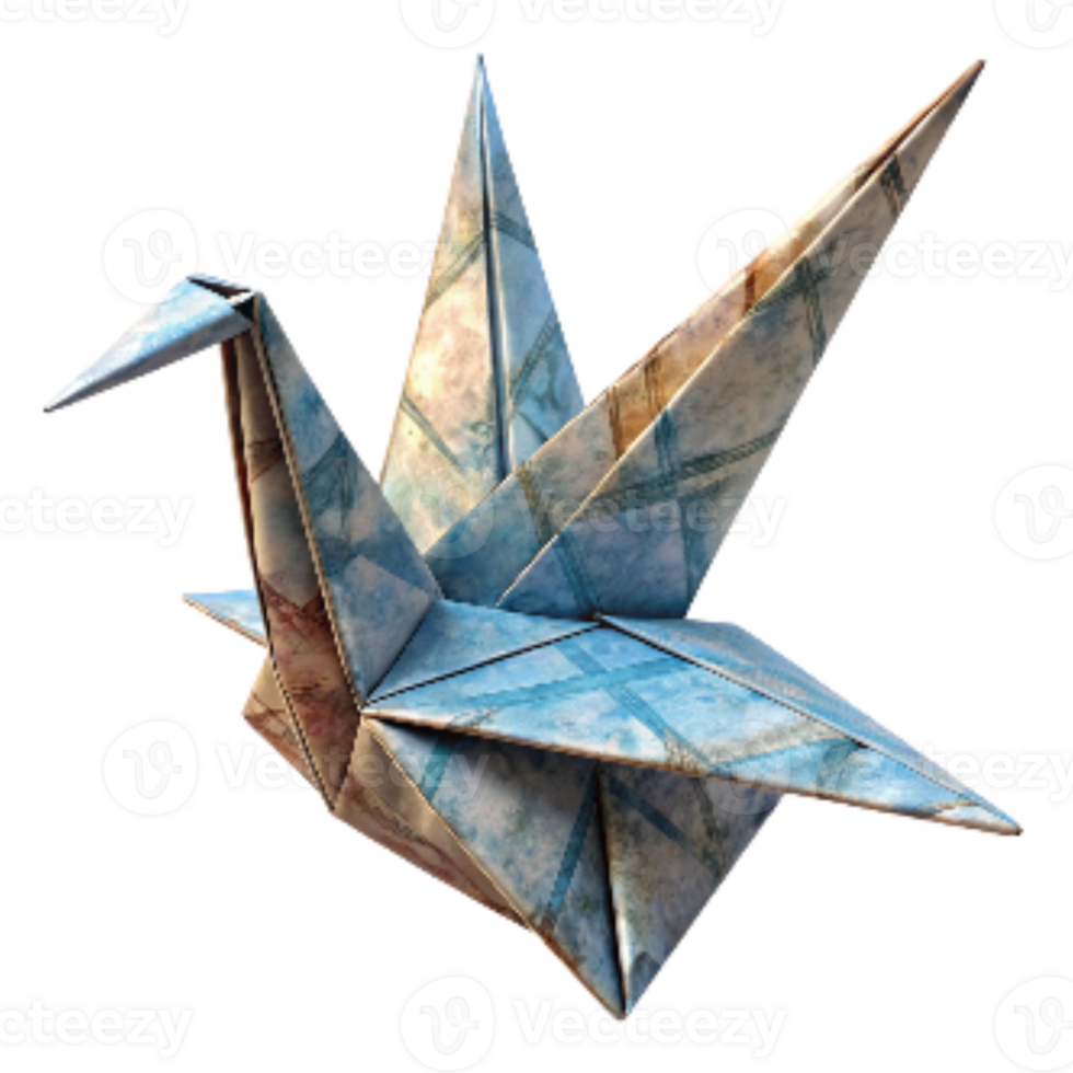 extraordinary creative Handmade Paper Crane with Folded Wings Transparent Background original png