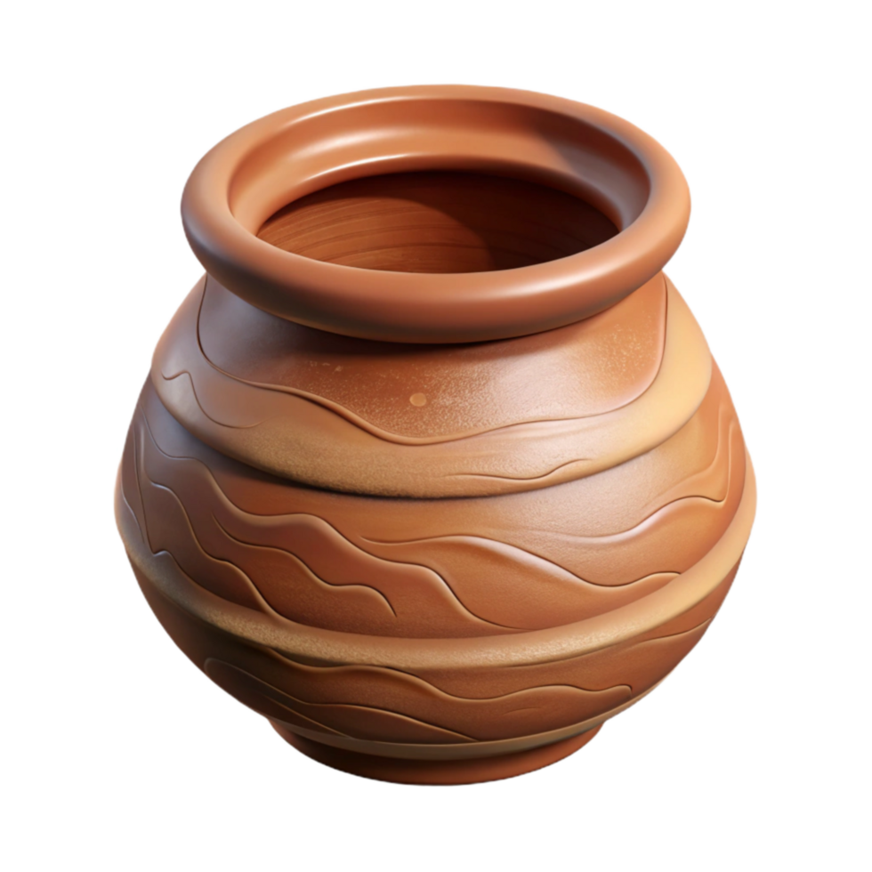 impressive minimalist Handpainted Clay Pot Earthy Brown Texture Cutout high resolution png