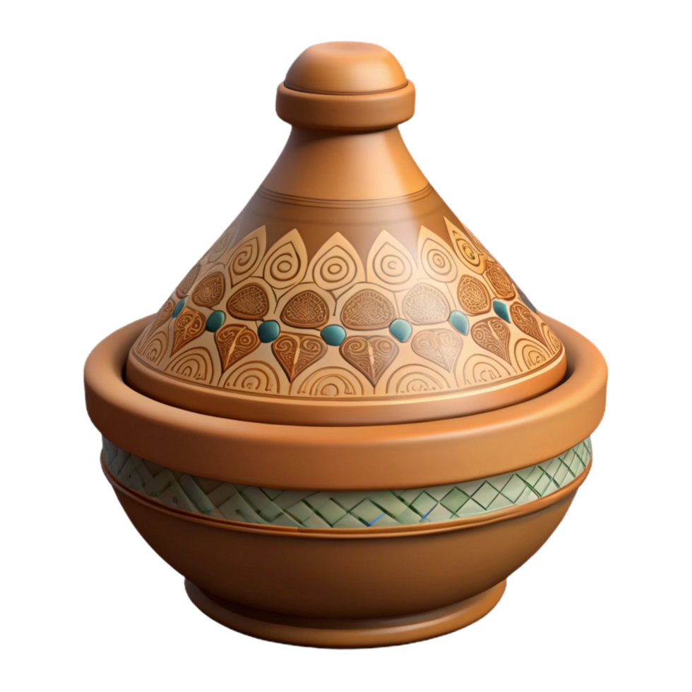 serene classic Handpainted Moroccan Tagine Clay Pot Cutout Element original png
