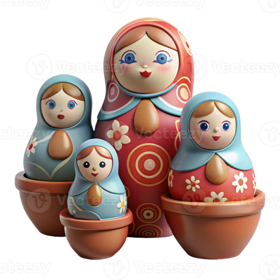 elegant creative Hand Painted Matryoshka Dolls Nesting Set Cutout high quality png