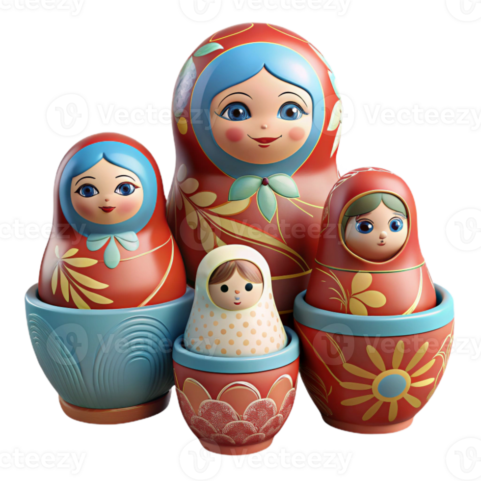 magnificent minimalist Hand Painted Matryoshka Dolls Nesting Set Cutout professional png