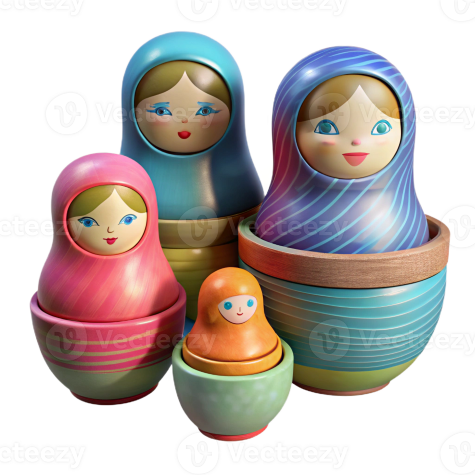 wonderful contemporary Hand Painted Matryoshka Dolls Nesting Set Cutout detailed png