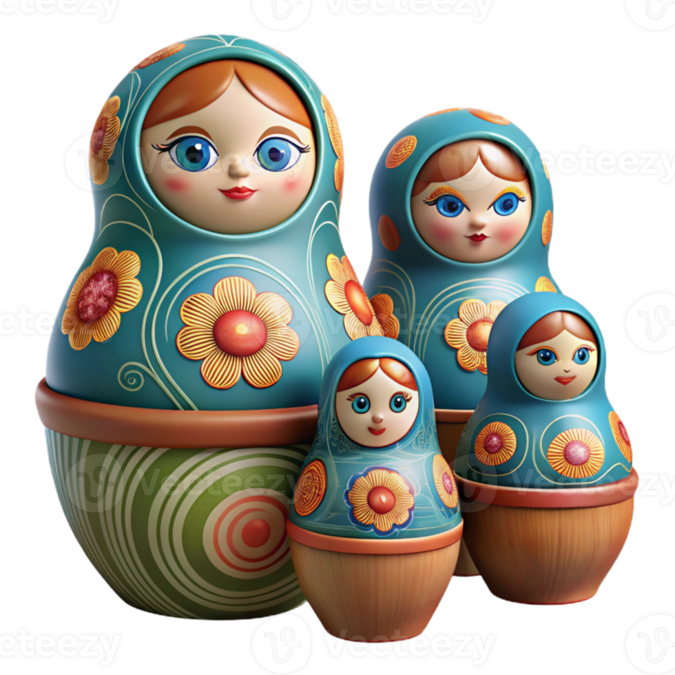 elegant modern Hand Painted Matryoshka Dolls Nesting Set Cutout high resolution png