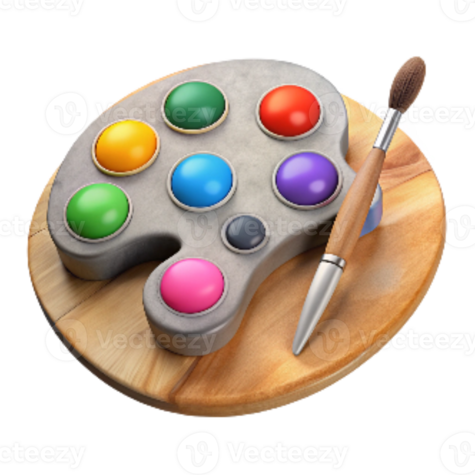 elegant classic Hand Painted Watercolor Palette with Brushes Isolated exclusive png