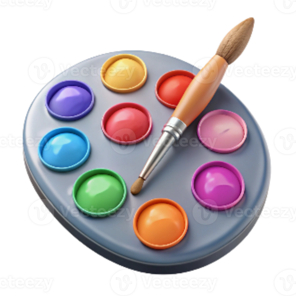 dramatic classic Hand Painted Watercolor Palette with Brushes Isolated exclusive png