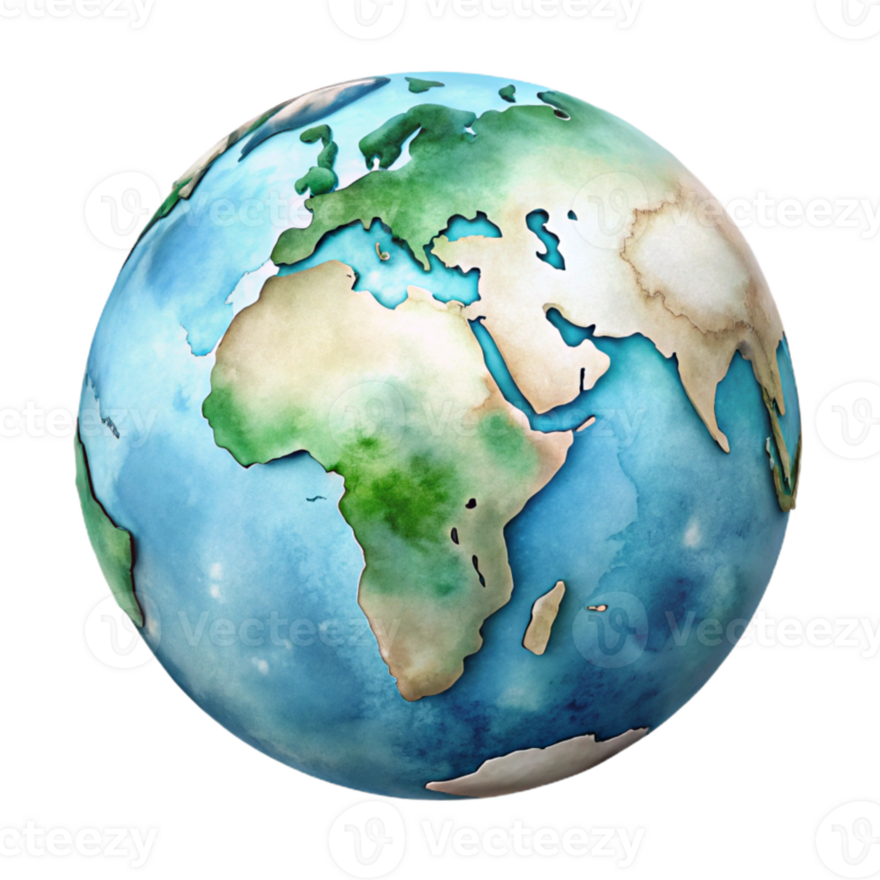 elegant artistic Hand Painted Watercolor World Map Transparent Background genuine png