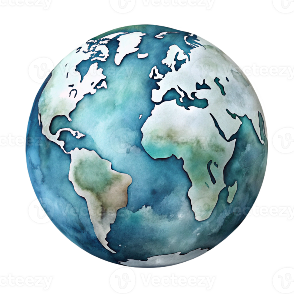 wonderful artistic Hand Painted Watercolor World Map Transparent Background exclusive png